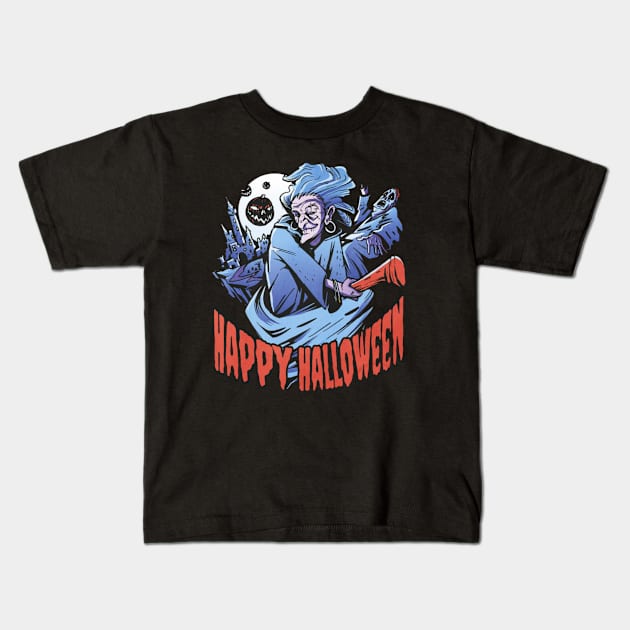 Scary Halloween Witch Kids T-Shirt by mehdime